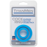 Titanmen Cock Ring Platinum Silicone Double Pack - Blue