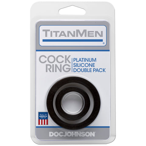 Titanmen Cock Ring Platinum Silicone Double Pack - Black