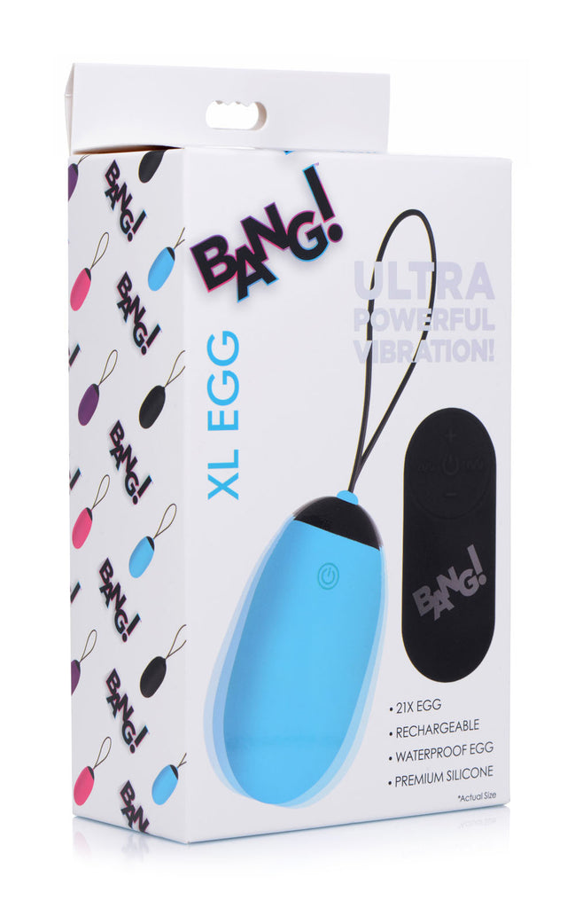 Bang XL Silicone Vibrating Egg - Blue Exotic Zone Shop Bang XL Silicone Vibrating Egg - Blue Exotic Zone Shop