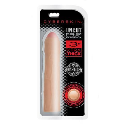 Cyberskin 3 In. Xtra Thick Uncut Transformer Penis Extension - Light